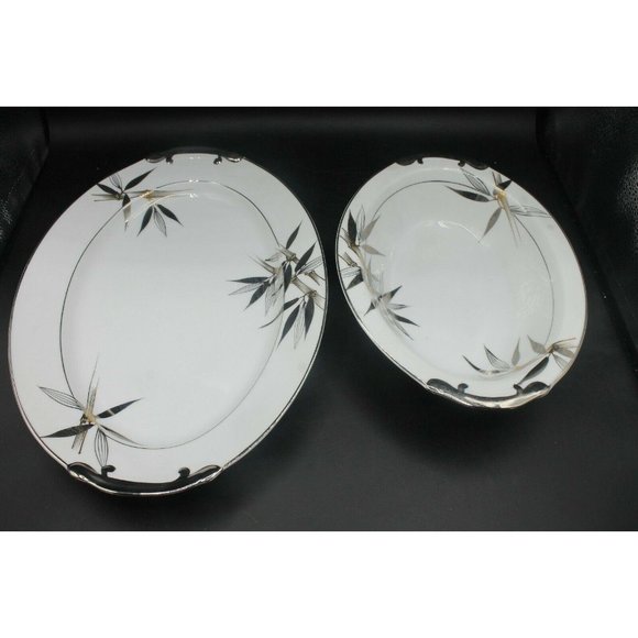 Wako China Japan Serving Plate + Serving Bowl Gold - Picture 2 of 11